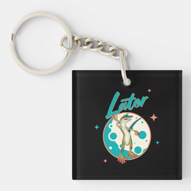 Funny Gecko Later Procrastination Humour Key Ring (Front)