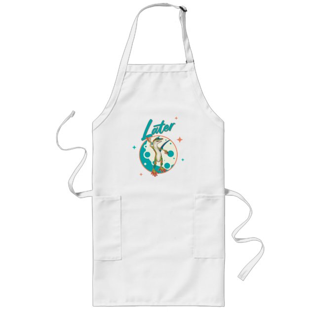 Funny Gecko Later Procrastination Humour Long Apron (Front)