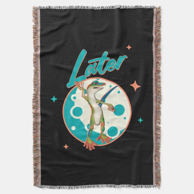 Funny Gecko Later Procrastination Humour Throw Blanket (Front Vertical)