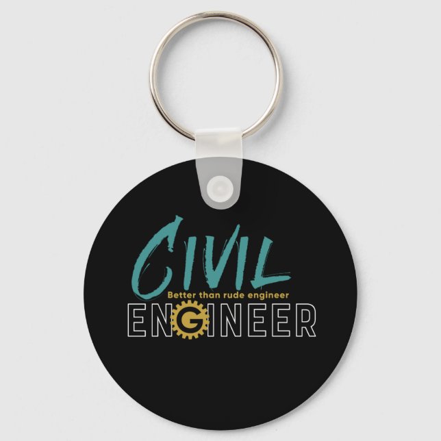 Funny Geek Engineer Civil Engineering Student Key Ring (Front)