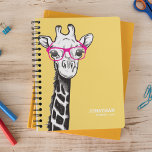 Funny Geek Giraffe Name 2026 Planner<br><div class="desc">Dive into a more organised 2026 with a sprinkling of humour and personal flavour. This tailor-made planner brilliantly merges fun and functionality, boasting a vivid yellow backdrop that can transform into any colour of your choosing. An offbeat geek giraffe donning pink glasses graces its cover, adding a punch of personality....</div>