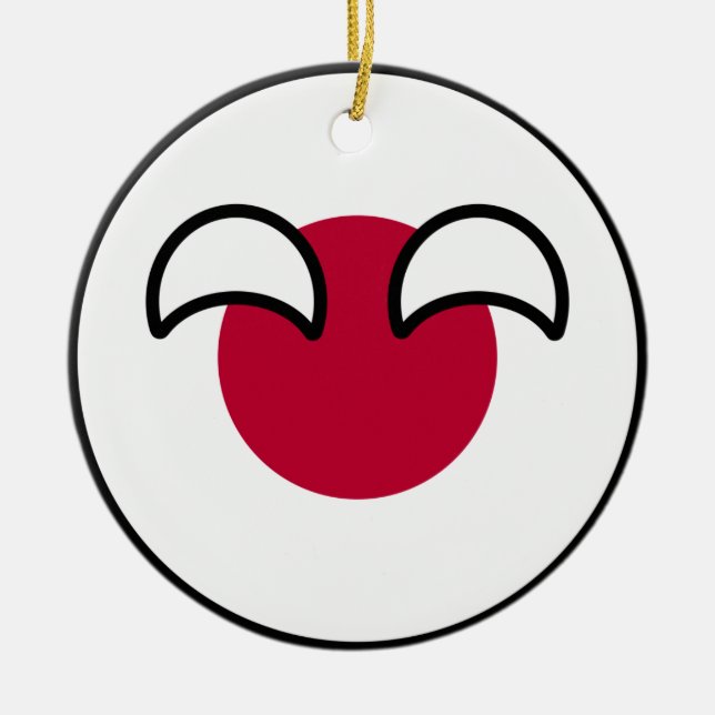 Funny Geeky Japan Countryball Flag Ceramic Ornament (Front)