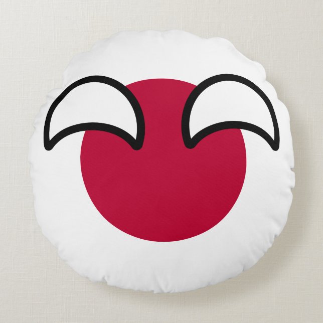 Funny Geeky Japan Countryball Flag Round Cushion (Front)