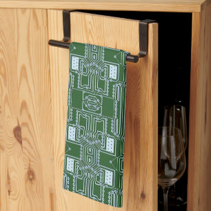 Funny Geeky Nerd Computer Circuit Board Pattern Tea Towel