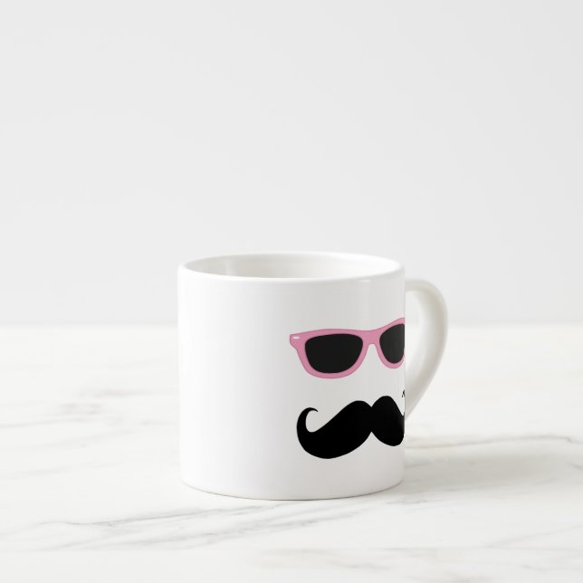 Funny Geeky Pink Sunglasses with moustache Espresso Cup (Front Right)