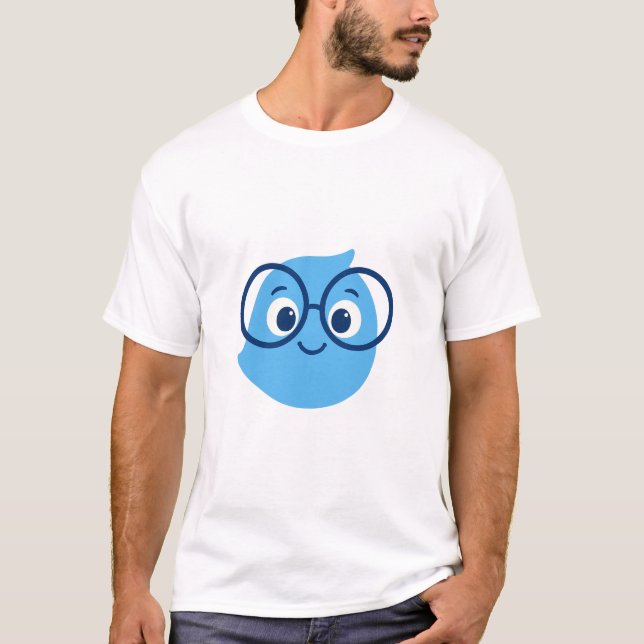 Funny Geeky Smiley Face T-Shirt for Men – Cute Blu (Front)
