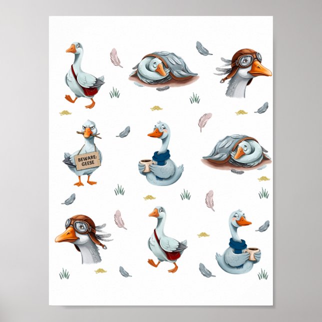 Funny Geese Pattern – Whimsical Goose Print (Front)