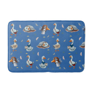 Funny Geese Pattern – Whimsical Goose Print Bath Mat