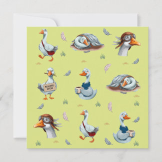 Funny Geese Pattern – Whimsical Goose Print Invitation