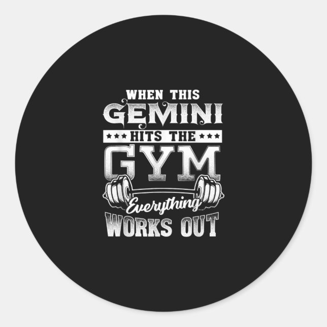 Funny Gemini Gym Workout Design Classic Round Sticker (Front)