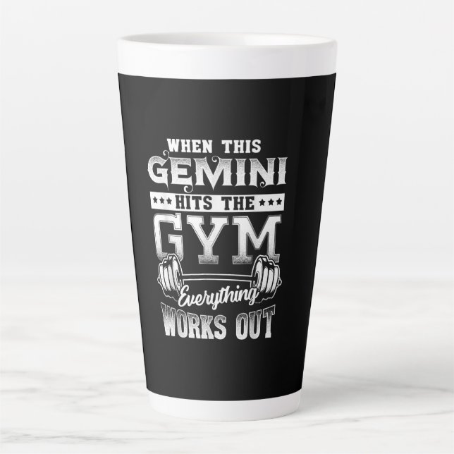 Funny Gemini Gym Workout Design Latte Mug (Front)