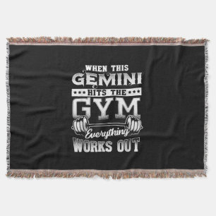 Funny Gemini Gym Workout Design Throw Blanket