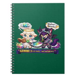 Funny Gemini Zodiac Duality Angel Lamb and Chaos  Notebook