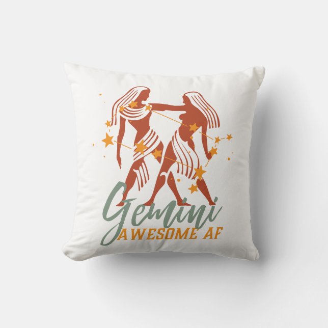 Funny Gemini Zodiac Star Astrology Awesome AF Cushion (Front)
