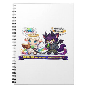 Funny Gemini Zodiac Twins - Angel Sheep and Chaos Notebook