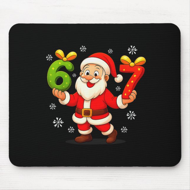 Funny Gen Alpha Slang 6 7 Christmas Santa Six Seve Mouse Pad (Front)
