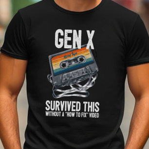 Funny Gen X Survived Tangled Cassette T-Shirt
