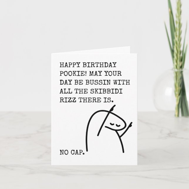 Funny Gen Z Birthday Card with Slang Meme (Front)