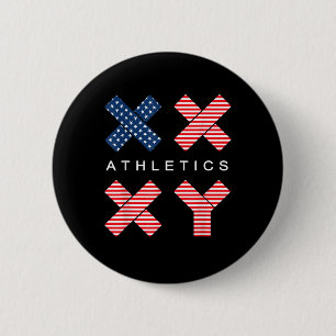 Funny Gender Genetic American Flag Xx Xy Athletics 6 Cm Round Badge