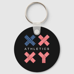 Funny Gender Genetic American Flag Xx Xy Athletics Key Ring
