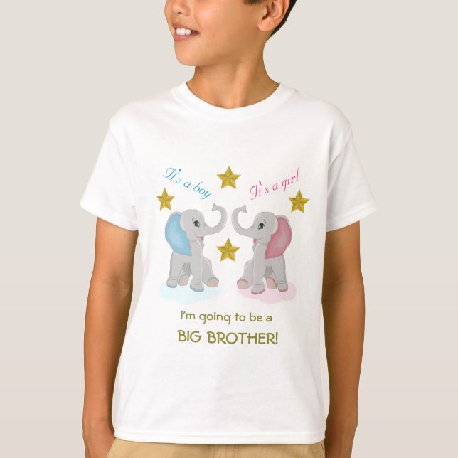Funny Gender Reveal Big Brother elephant T-Shirt (Front)