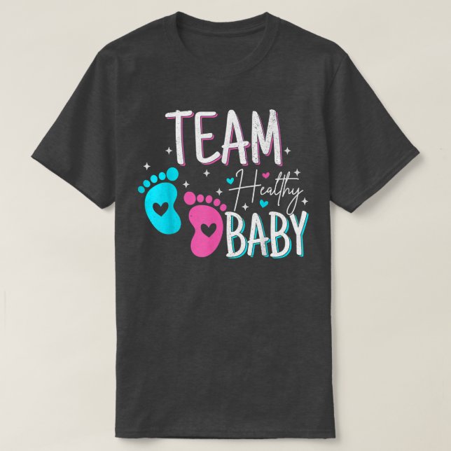 Funny gender reveal of team healthy baby party sup T-Shirt (Design Front)