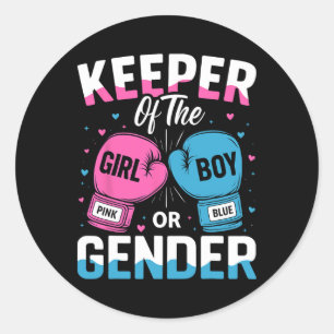 Funny Gender Reveal Party Keeper Of Gender Boxing  Classic Round Sticker