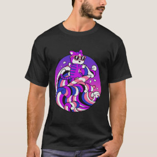 Funny Genderfluid Shirt Surfing Cat Gender Fluid P