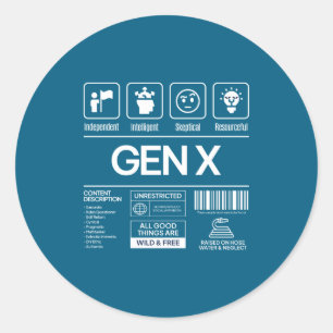 Funny Generation X Characteristics Mens Navy  Classic Round Sticker