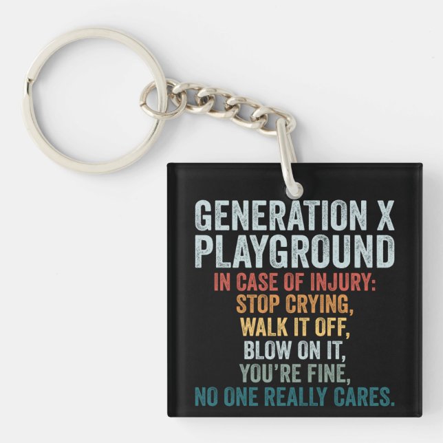 Funny Generation X Playground Vintage Retro Key Ring (Front)