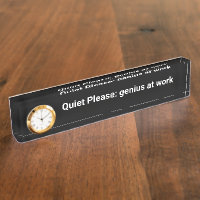 Funny Genius At Work Office Desk Name Plate