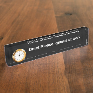 Funny Genius At Work Office Desk Name Plate