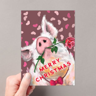 Funny Gentleman Pig Acrylic Christmas Card Invitations