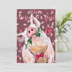 Funny Gentleman Pig Valentine's Day Card