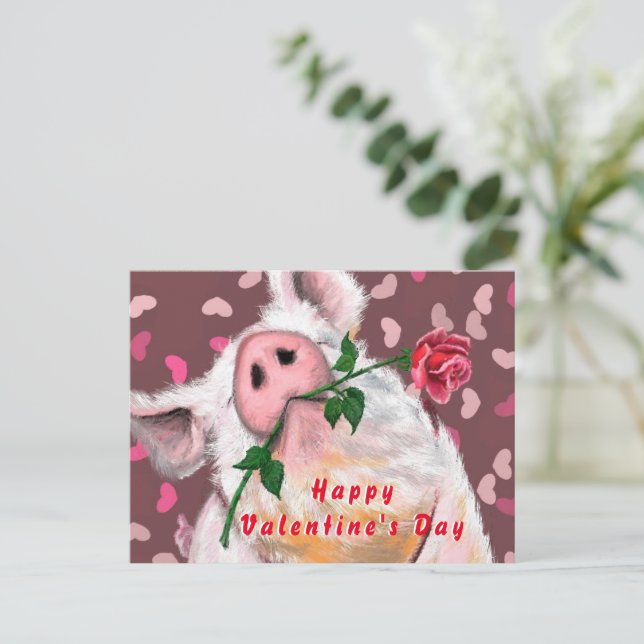Funny Gentleman Pig Valentine's Day Card (Standing Front)