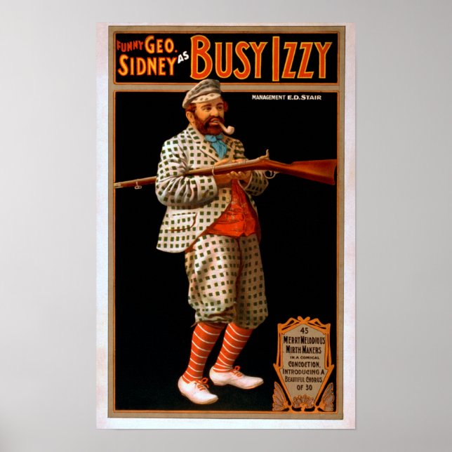 Funny Geo. Sidney as Busy Izzy Theater Poster (Front)