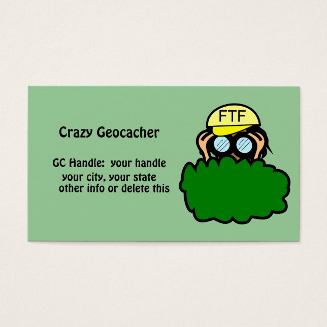 Funny Geocacher Geocaching Handle Signature Card (Front)