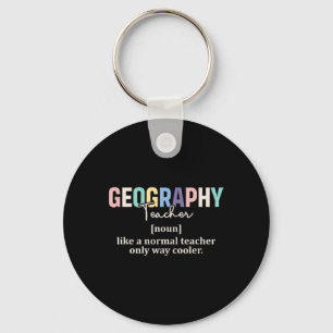 Funny Geography Teacher Definition Retro Back To S Key Ring