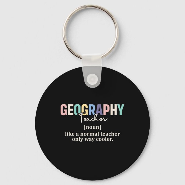 Funny Geography Teacher Definition Retro Back To S Key Ring (Front)