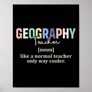 Funny Geography Teacher Definition Retro Ck To Sch Poster