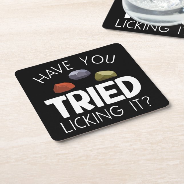 Funny Geologist Lapidary Rock Collector Rockhound Square Paper Coaster (Angled)