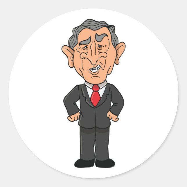 Funny George W Bush Political Caricature Classic Round Sticker (Front)