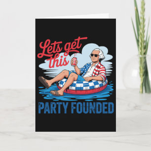 Funny George Washington 4th Of July Pool Party Card