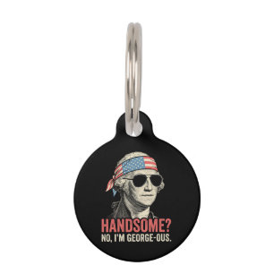 Funny George Washington George-ous Retro Patriotic Pet Tag