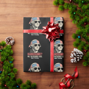 Funny George Washington George-ous Retro Patriotic Wrapping Paper