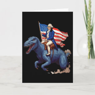 Funny George Washington Riding A Tyrannosaurus Rex Card