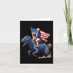 Funny George Washington Riding A Tyrannosaurus Rex Card