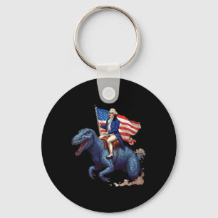Funny George Washington Riding A Tyrannosaurus Rex Key Ring