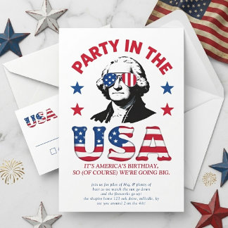 Funny George Washington Sunglasses Party in the US Invitation