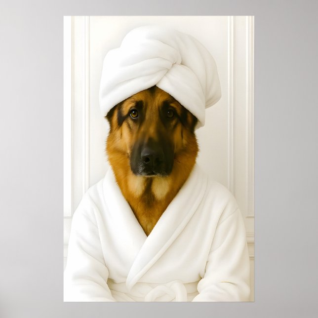 Funny German Shepherd Bathroom Print, German Poster (Front)